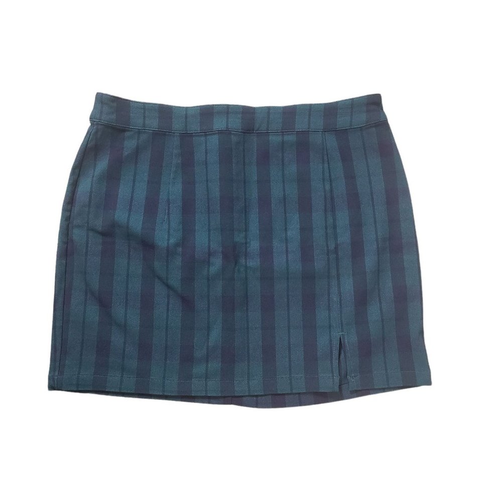 NWT Navy Green Tartan Plaid Mini Skirt 90s Y2K Preppy Academia Grungecore Size L